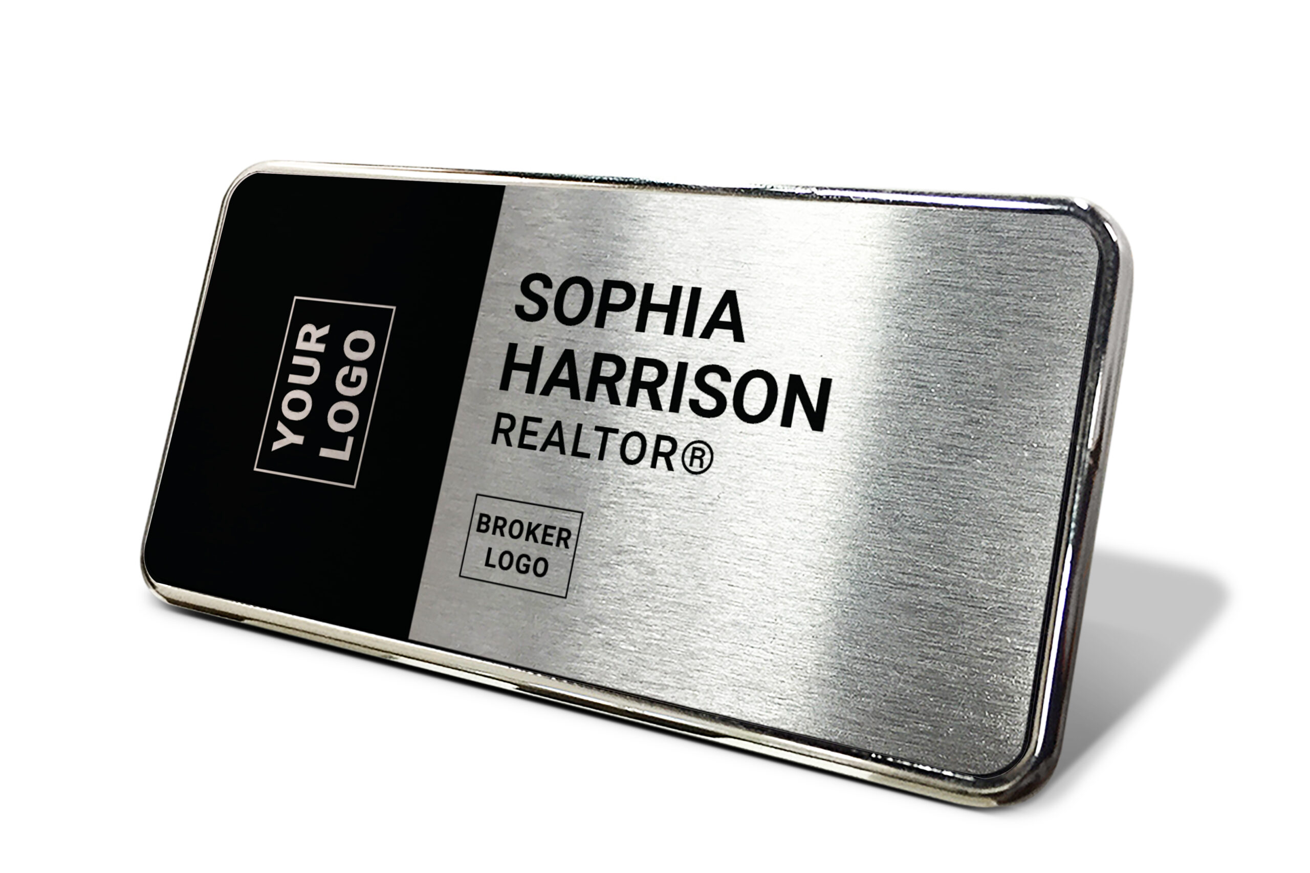 1.5x3 Black/Silver Block Framed Name tag - Generic Store